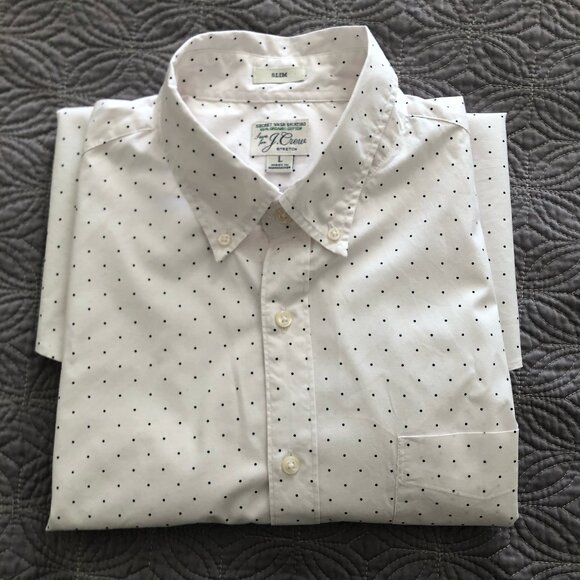 J. Crew Black and White Slim Secret Wash Shirt, Large - Picture 9 of 10